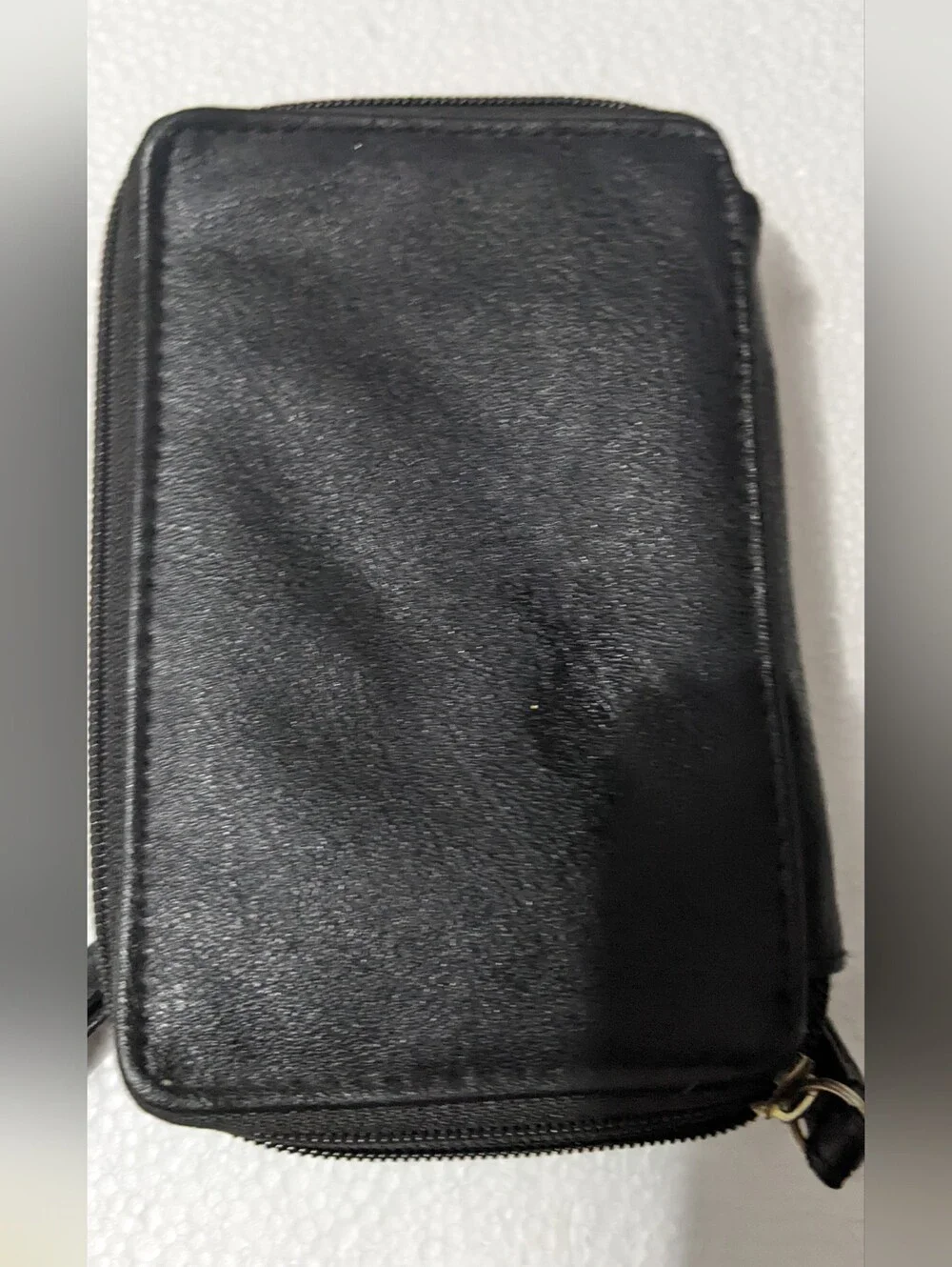 Black Leather Wristlet Phone Wallet - Unbranded